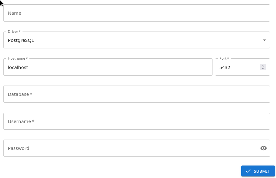 Register Database dialog