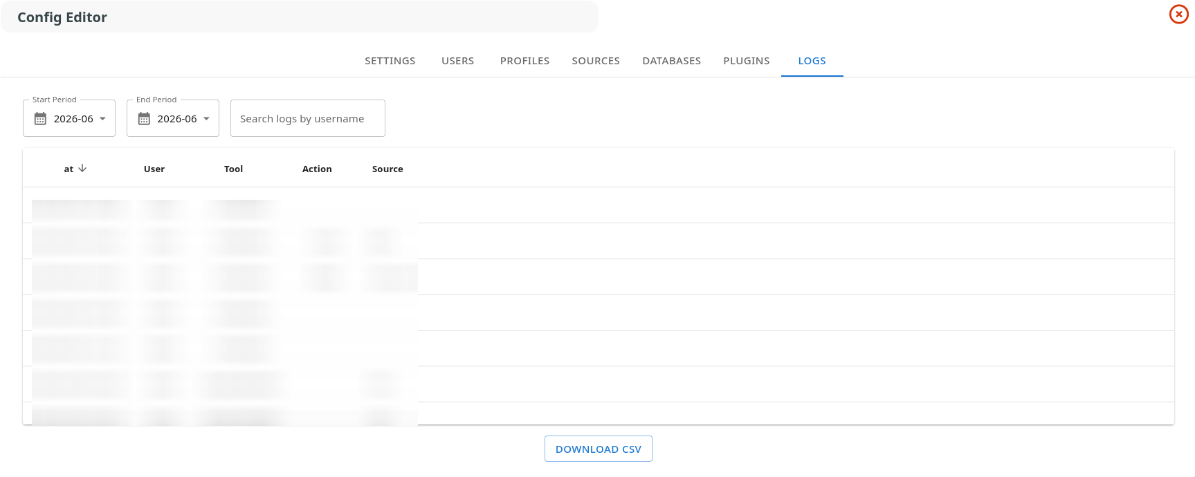 Logs tab overview