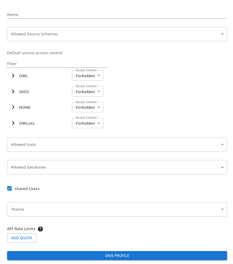 Create Profile dialog