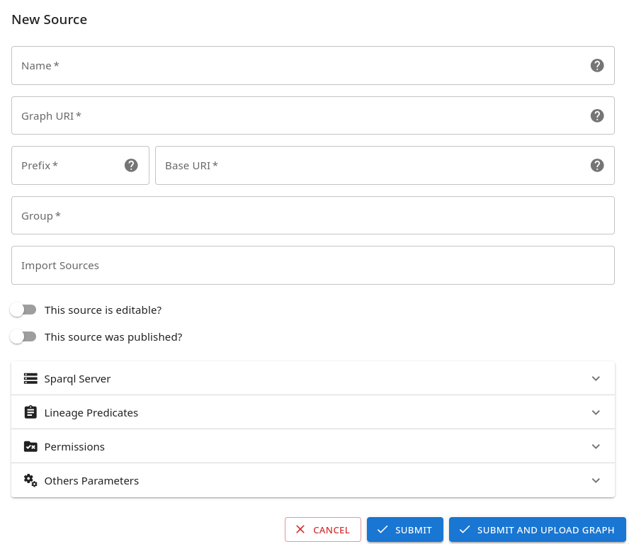 Create Source dialog