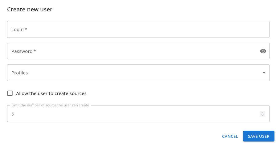 Create User dialog